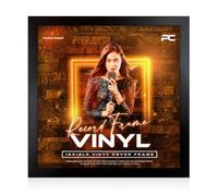 Procut Global 12X12" Matte Black Vinyl Record Frame for LP Album Covers - Display Photo & Picture Frames - Engineered Wood, Shatterproof Perspex Front - Modern CD Display for Music Lovers