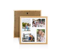 Procut Global 12X12 Oak Photo Frames For Multiple Pictures with White Mount-Sl ollage Frame with 4 Apertures (4x) 6X4-Engineered Wood with Shatterproof Perspex