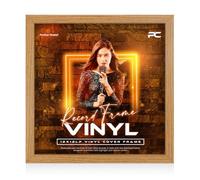 Procut Global 12X12" Oak Vinyl Record Frame for LP Album Covers - Display Photo & Picture Frames - Engineered Wood, Shatterproof Perspex Front - Modern CD Display for Music Lovers