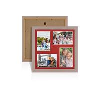 Procut Global 12X12 Rose Gold Photo Frames For Multiple Pictures with Crimson Mount-Wall Hanging Collage Frame with 4 Apertures (4x) 6X4-Engineered Wood with Shatterproof Perspex