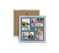 Procut Global 12X12 Silver Photo Frames For Multiple Pictures with Pompadour Mount-Modern Collage Frame with 4 Apertures (4x) 6X4-Engineered Wood with Shatterproof Perspex