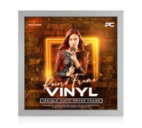 Procut Global 12X12" Silver Vinyl Record Frame for LP Album Covers - Display Photo & Picture Frames - Engineered Wood, Shatterproof Perspex Front - Modern CD Display for Music Lovers