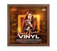 Procut Global 12X12" Walnut Vinyl Record Frame for LP Album Covers - Display Photo & Picture Frames - Engineered Wood, Shatterproof Perspex Front - Modern CD Display for Music Lovers