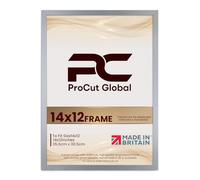 Procut Global 14X12 Silver Picture Frames - Modern Wooden Photo Frame with Shatterproof Perspex for Wall or Tabletop - Perfect for Posters, Certificates, Prints - Sizes & Colors Available