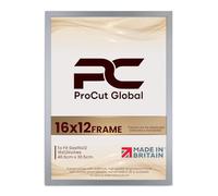 Procut Global 16X12 Silver Picture Frames - Modern Wooden Photo Frame with Shatterproof Perspex for Wall or Tabletop - Perfect for Posters, Certificates, Prints - Sizes & Colors Available