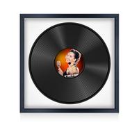 Procut Global 16x16" Black Vinyl Record Frame for 12 Inch LP Disc - Round Display Step Photo Frame for Vinyl CD Records - Engineered Wood with Shatterproof Perspex Front - White Mount