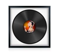 Procut Global 16x16" Black Vinyl Record Frame for 12 Inch LP Disc - Round Sl isplay Photo Frame for Vinyl CD Records - Engineered Wood with Shatterproof Perspex Front - White Mount