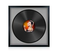 Procut Global 16x16" Black Vinyl Record Frame for 12 Inch LP Disc - Round Sl isplay Photo Frame for Vinyl CD Records - Engineered Wood with Shatterproof Perspex Front - Silver Mount