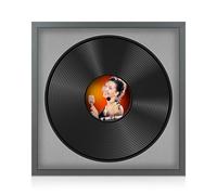 Procut Global 16x16" Dark Grey Vinyl Record Frame for 12 Inch LP Disc - Round Sl isplay Photo Frame for Vinyl CD Records - Engineered Wood with Shatterproof Perspex Front - Silver Mount