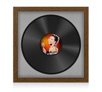 Procut Global 16x16" Dark Oak Vinyl Record Frame for 12 Inch LP Disc- Round Modern Display Photo Frame for Vinyl CD Records - Engineered Wood with Shatterproof Perspex Front - Silver Mount