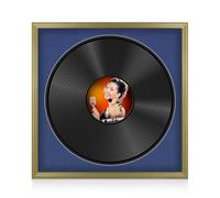 Procut Global 16x16" Gold Vinyl Record Frame for 12 Inch LP Disc - Round Display Classic Photo Frame for Vinyl CD Records - Engineered Wood with Shatterproof Perspex Front - Blue Mount
