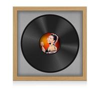 Procut Global 16x16" Light Oak Vinyl Record Frame for 12 Inch LP Disc- Round Modern Display Photo Frame for Vinyl CD Records - Engineered Wood with Shatterproof Perspex Front - Silver Mount