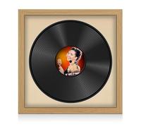 Procut Global 16x16" Light Oak Vinyl Record Frame for 12 Inch LP Disc- Round Modern Display Photo Frame for Vinyl CD Records - Engineered Wood with Shatterproof Perspex Front - Ivory Mount