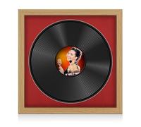 Procut Global 16x16" Light Oak Vinyl Record Frame for 12 Inch LP Disc- Round Modern Display Photo Frame for Vinyl CD Records - Engineered Wood with Shatterproof Perspex Front - Crimson Mount