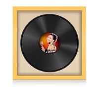 Procut Global 16x16" Matte Yellow Vinyl Record Frame for 12 Inch LP Disc- Round Modern Display Photo Frame for Vinyl CD Records - Engineered Wood with Shatterproof Perspex Front - Ivory Mount