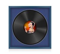 Procut Global 16x16" Navy Blue Vinyl Record Frame for 12 Inch LP Disc - Round Display Classic Photo Frame for Vinyl CD Records - Engineered Wood with Shatterproof Perspex Front - Blue Mount