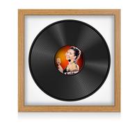 Procut Global 16x16" Oak Vinyl Record Frame for 12 Inch LP Disc- Round Modern Display Photo Frame for Vinyl CD Records - Engineered Wood with Shatterproof Perspex Front - White Mount