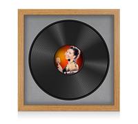 Procut Global 16x16" Oak Vinyl Record Frame for 12 Inch LP Disc- Round Modern Display Photo Frame for Vinyl CD Records - Engineered Wood with Shatterproof Perspex Front - Mid Grey Mount
