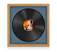 Procut Global 16x16" Oak Vinyl Record Frame for 12 Inch LP Disc- Round Modern Display Photo Frame for Vinyl CD Records - Engineered Wood with Shatterproof Perspex Front - Pompadour Mount