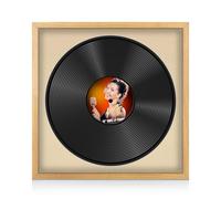 Procut Global 16x16" Oak Vinyl Record Frame for 12 Inch LP Disc - Round Sleek Display Photo Frame for Vinyl CD Records - Engineered Wood with Shatterproof Perspex Front - Ivory Mount