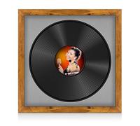 Procut Global 16x16" Rustic Oak Vinyl Record Frame for 12 Inch LP Disc- Round Modern Display Photo Frame for Vinyl CD Records - Engineered Wood with Shatterproof Perspex Front - Silver Mount