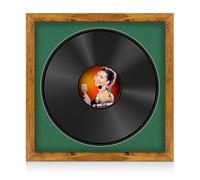 Procut Global 16x16" Rustic Oak Vinyl Record Frame for 12 Inch LP Disc- Round Modern Display Photo Frame for Vinyl CD Records - Engineered Wood with Shatterproof Perspex Front - Emerald Mount