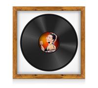 Procut Global 16x16" Rustic Oak Vinyl Record Frame for 12 Inch LP Disc- Round Modern Display Photo Frame for Vinyl CD Records - Engineered Wood with Shatterproof Perspex Front - White Mount