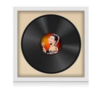 Procut Global 16x16" White Vinyl Record Frame for 12 Inch LP Disc- Round Modern Display Photo Frame for Vinyl CD Records - Engineered Wood with Shatterproof Perspex Front - Ivory Mount