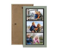 Procut Global 16x8" Classic Green Photo Frame For Multiple Pictures | Black Mount with 3 Apertures to Fit 7x5" Photos, Multi Aperture Collage Frame for Friends & Family Photos - Wall Hanging