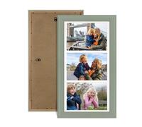 Procut Global 16x8" Classic Green Photo Frame For Multiple Pictures | White Mount with 3 Apertures to Fit 7x5" Photos, Multi Aperture Collage Frame for Friends & Family Photos - Wall Hanging