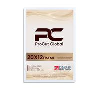 Procut Global 20X12 White Picture Frames - Sleek Wooden Photo Frame with Shatterproof Perspex for Wall or Tabletop - Perfect for Posters, Certificates, Prints-Multiple Sizes & Colors Available