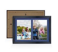 Procut Global 20X14 Black Photo Frames For Multiple Pictures with Blue Mount-Wall Hanging Collage Frame with 2 Apertures (2x) A4-Engineered Wood with Shatterproof Perspex