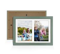 Procut Global 20x14" Classic Green Photo Frame For Multiple Pictures | White Mount with 2 Apertures to Fit A4 Photos, Multi Aperture Collage Frame for Friends & Family Photos - Wall Hanging