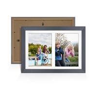 Procut Global 20X14 Dark Grey Photo Frames For Multiple Pictures with White Mount-Classic Collage Frame with 2 Apertures (2x) A4-Engineered Wood with Shatterproof Perspex