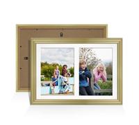 Procut Global 20X14 Gold Photo Frames For Multiple Pictures with White Mount-Classic Collage Frame with 2 Apertures (2x) A4-Engineered Wood with Shatterproof Perspex