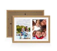 Procut Global 20X14 Light Oak Photo Frames For Multiple Pictures with White Mount-Modern Collage Frame with 2 Apertures (2x) A4-Engineered Wood with Shatterproof Perspex