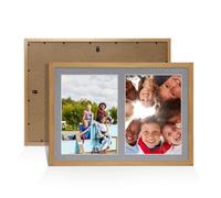 Procut Global 20X14 Oak Photo Frames For Multiple Pictures with Mid Grey Mount-Sl ollage Frame with 2 Apertures (2x) A4-Engineered Wood with Shatterproof Perspex