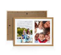 Procut Global 20X14 Oak Photo Frames For Multiple Pictures with White Mount-Sl ollage Frame with 2 Apertures (2x) A4-Engineered Wood with Shatterproof Perspex