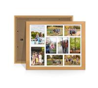 Procut Global 20X16 Country Pine Photo Frames For Multiple Pictures with White Mount-Classic Collage Frame with 9 Apertures (2x) 7x5, (7x) 6x4-Engineered Wood with Shatterproof Perspex