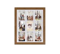 Procut Global 20x16 Dark Oak Photo Frames for Multiple Pictures with White Mount To Fit (9x) 6x4" Multi Apertures - Wall Hanging Collage Frame Ideal for Friends & Family Memories