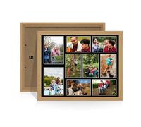Procut Global 20X16 Light Oak Photo Frames For Multiple Pictures with Black Mount-Wall Hanging Collage Frame with 9 Apertures (2x) 7x5, (7x) 6x4-Engineered Wood with Shatterproof Perspex