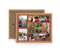Procut Global 20X16 Light Oak Photo Frames For Multiple Pictures with Crimson Mount-Wall Hanging Collage Frame with 9 Apertures (2x) 7x5, (7x) 6x4-Engineered Wood with Shatterproof Perspex