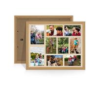 Procut Global 20X16 Light Oak Photo Frames For Multiple Pictures with Ivory Mount-Wall Hanging Collage Frame with 9 Apertures (2x) 7x5, (7x) 6x4-Engineered Wood with Shatterproof Perspex