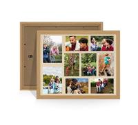 Procut Global 20X16 Light Oak Photo Frames For Multiple Pictures with Pompadour Mount-Modern Collage Frame with 9 Apertures (2x) 7x5, (7x) 6x4-Engineered Wood with Shatterproof Perspex