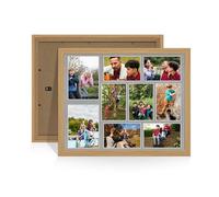 Procut Global 20X16 Light Oak Photo Frames For Multiple Pictures with Silver Mount-Wall Hanging Collage Frame with 9 Apertures (2x) 7x5, (7x) 6x4-Engineered Wood with Shatterproof Perspex