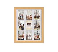 Procut Global 20x16 Light Oak Photo Frames for Multiple Pictures with White Mount To Fit (9x) 6x4" Multi Apertures - Wall Hanging Collage Frame Ideal for Friends & Family Memories