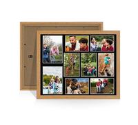 Procut Global 20X16 Oak Photo Frames For Multiple Pictures with Black Mount-Wall Hanging Collage Frame with 9 Apertures (2x) 7x5, (7x) 6x4-Engineered Wood with Shatterproof Perspex