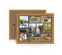 Procut Global 20X16 Oak Photo Frames For Multiple Pictures with Blue Mount-Wall Hanging Collage Frame with 9 Apertures (2x) 7x5, (7x) 6x4-Engineered Wood with Shatterproof Perspex