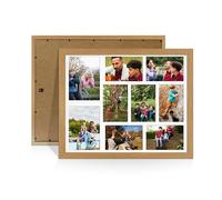 Procut Global 20X16 Oak Photo Frames For Multiple Pictures with White Mount-Wall Hanging Collage Frame with 9 Apertures (2x) 7x5, (7x) 6x4-Engineered Wood with Shatterproof Perspex