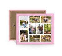 Procut Global 20X16 Pastel Pink Photo Frames For Multiple Pictures with White Mount-Classic Collage Frame with 9 Apertures (2x) 7x5, (7x) 6x4-Engineered Wood with Shatterproof Perspex